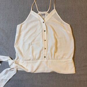 XTAREN Women White Button Front Side Tie Camisole Halter Top Small